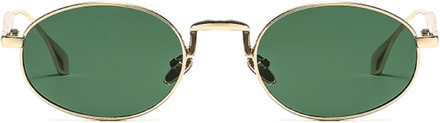 

Солнцезащитные очки овальной формы в маленькой оправе для женщин, винтажные, цвета шампанского, популярные металлические очки с защитой от УФ-излучения UV400 mincl, Green