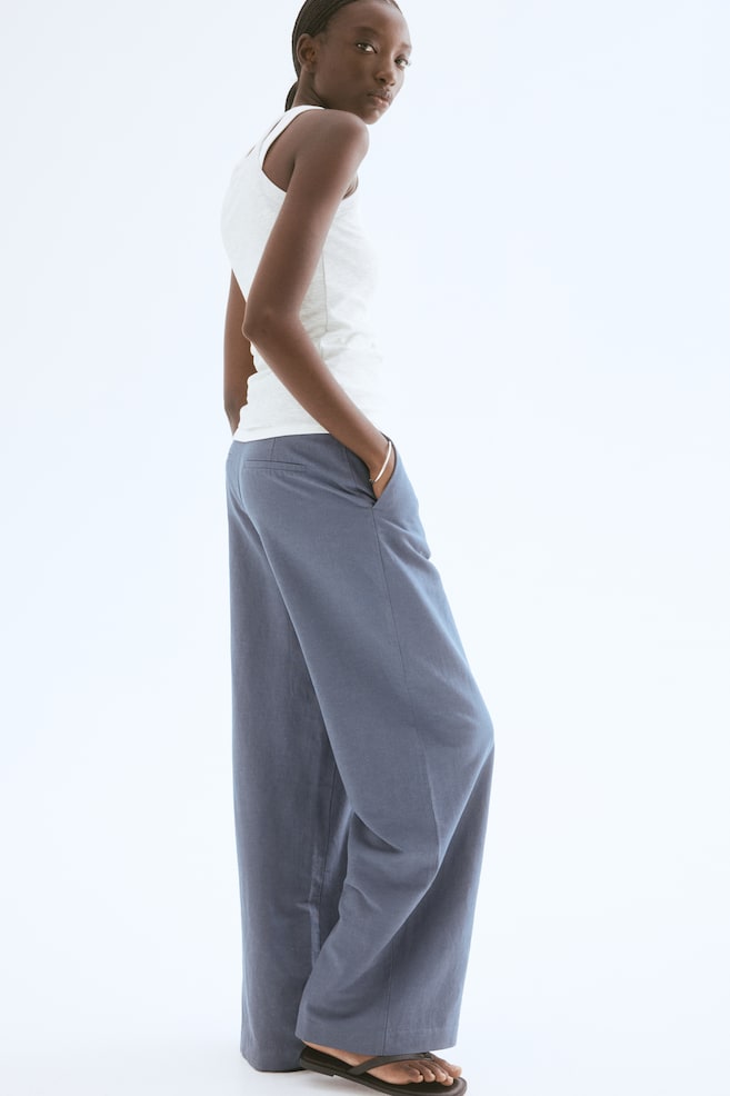 

Широкие брюки из льняной смеси H&M, синий