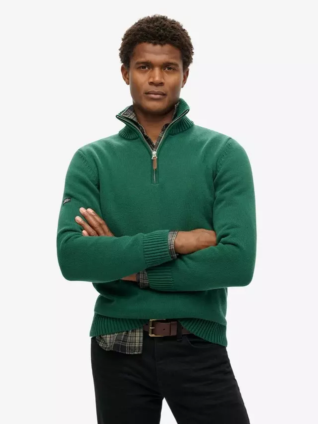 

Джемпер Superdry Cotton Knit Henley, цвет forest/green