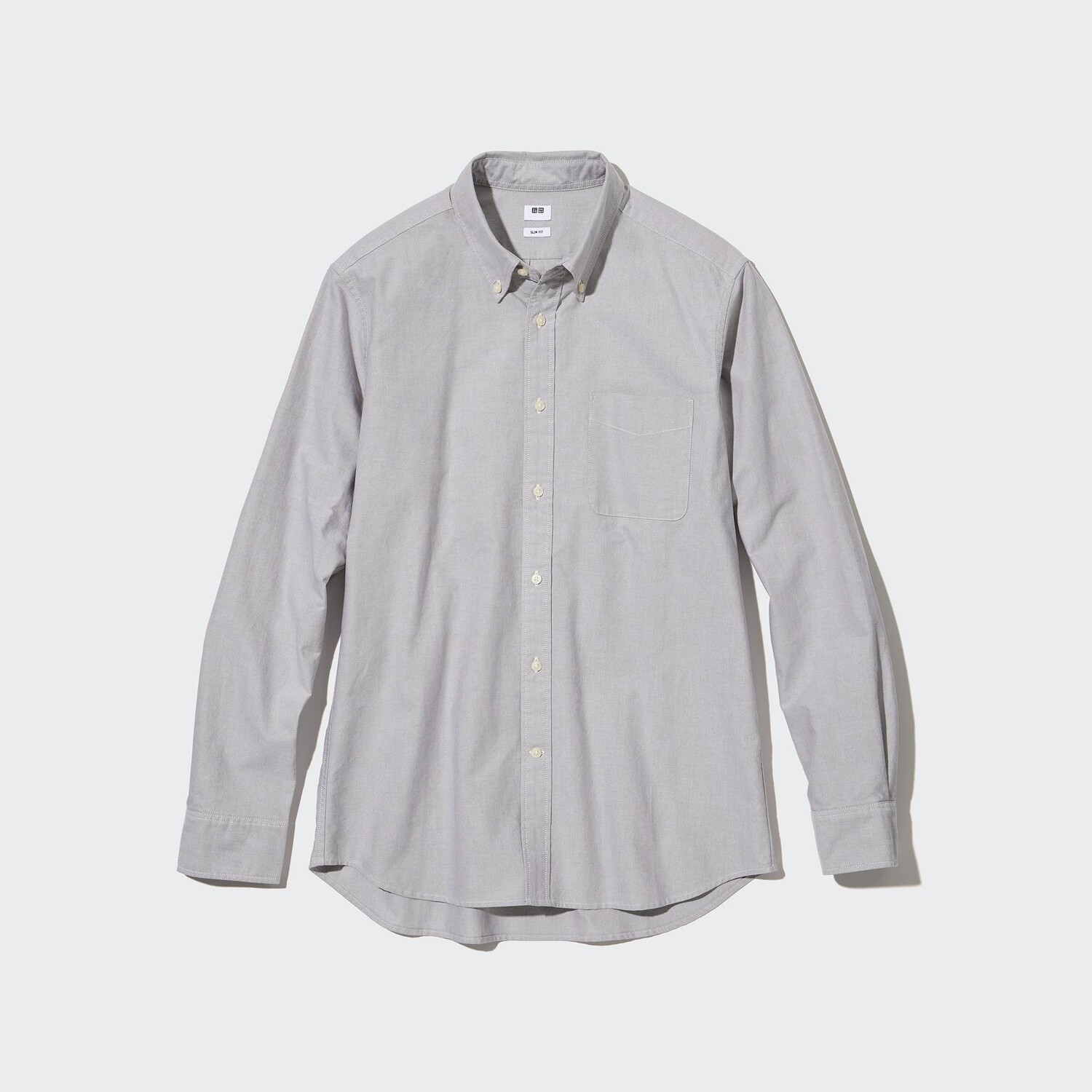 

Рубашка UNIQLO Oxford прямого кроя, серый