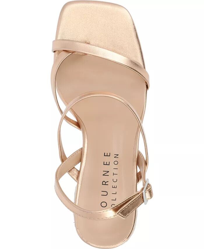 Женские босоножки Olivina Espadrille на блочном каблуке с ремешками Journee Collection, бежевый — фото 4