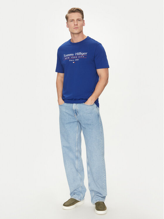 Футболка обычного кроя Center Stack MW0MW38621 Tommy Hilfiger, синий — фото 2