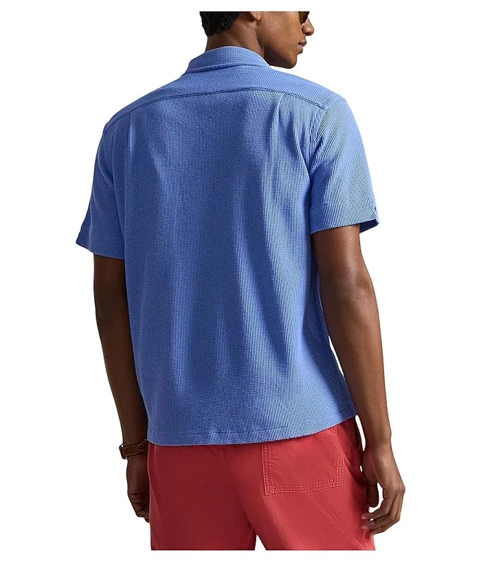 Рубашка Camp waffle-knit cotton linen Polo Ralph Lauren, Harbor Island Blue — фото 3