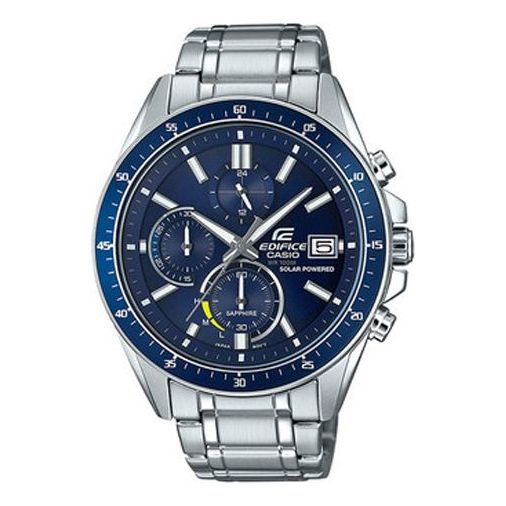 

Часы CASIO EDIFICE Waterproof Sapphire Crystal Solar Powered Stainless Steel Strap Mens Silver Analog, серебряный