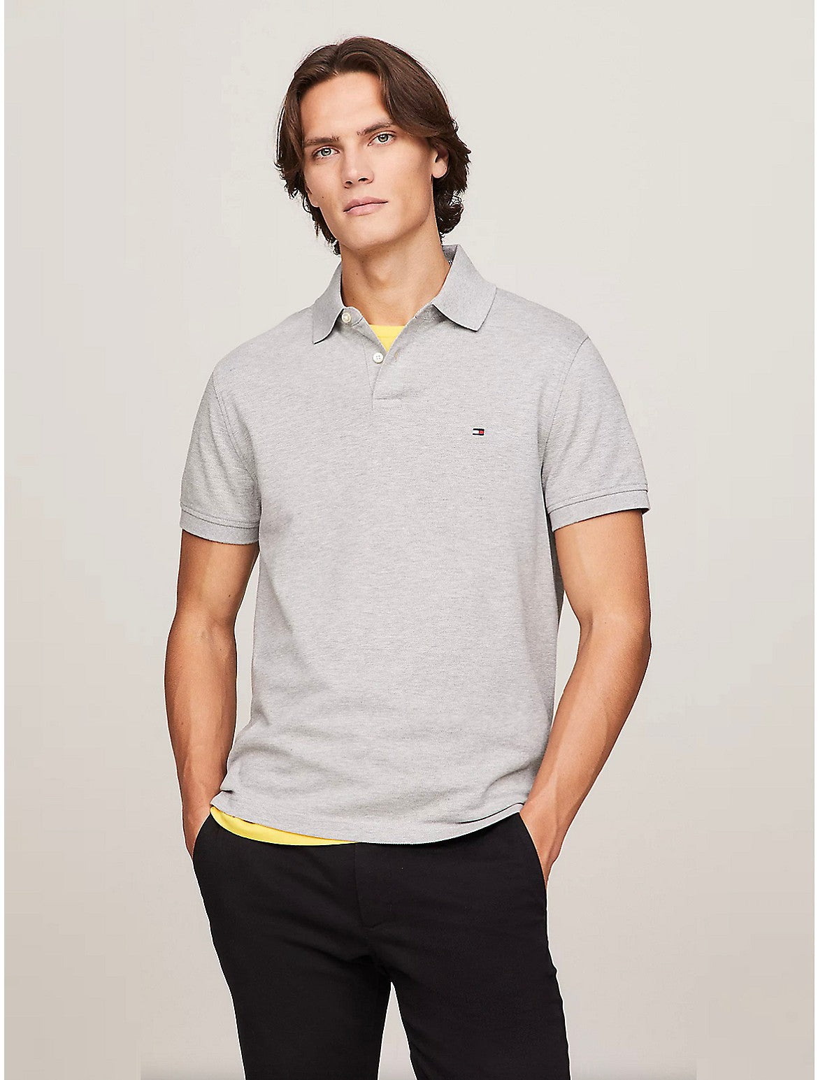 

Мужская рубашка Tommy Hilfiger Stretch Regular Fit Tommy Polo, цвет grey heather