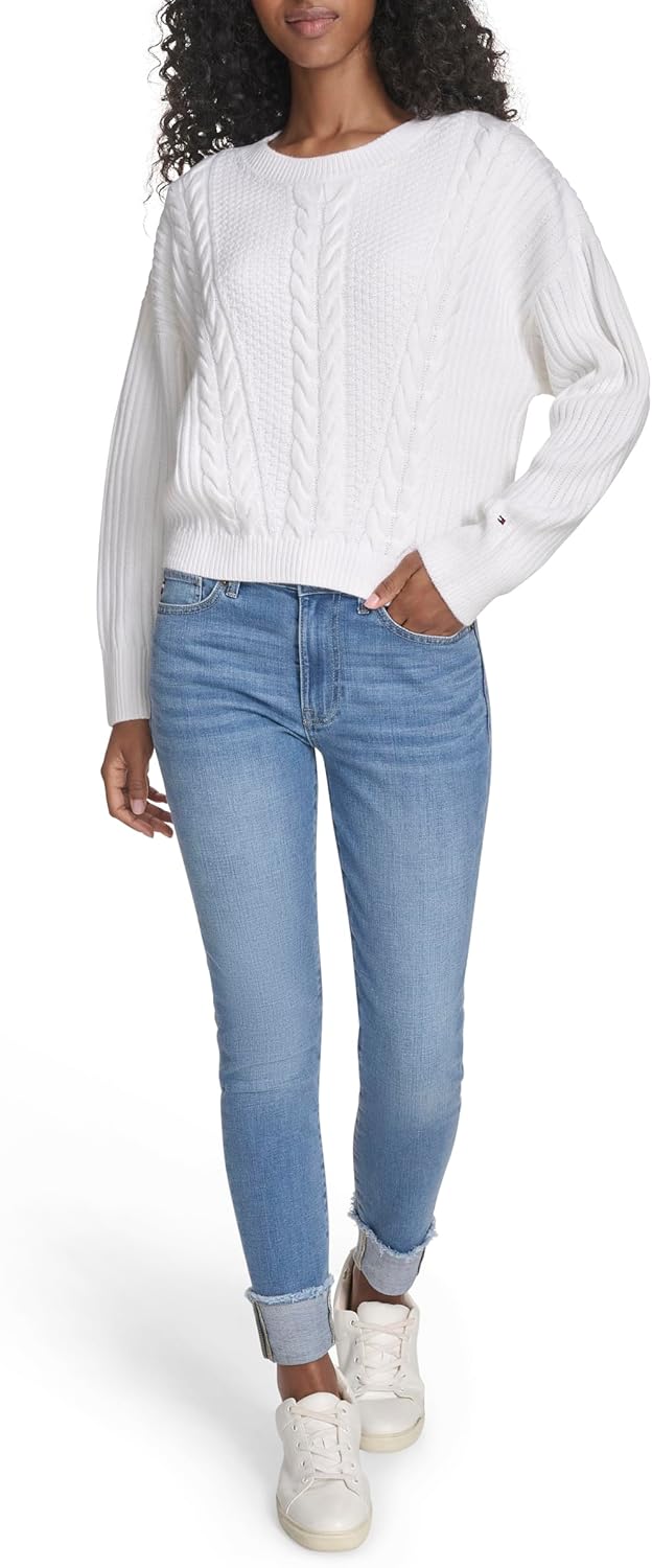 Женский однотонный свитер Bobbi с круглым вырезом Tommy Hilfiger, Ivory — фото 2