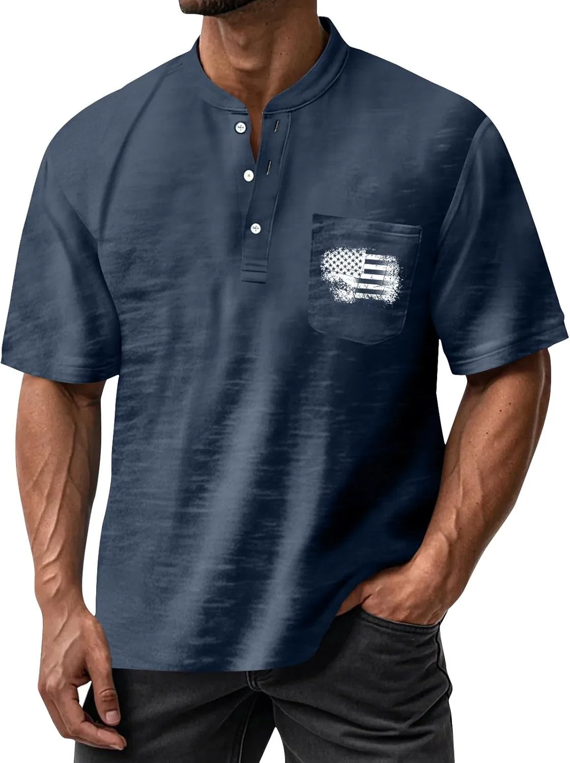 Футболка с американским флагом, короткий рукав, мужская, 4-navy