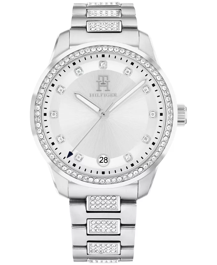 

Женские кварцевые часы-браслет с кристаллами на стальном браслете серебристого оттенка, 36 мм Tommy Hilfiger
