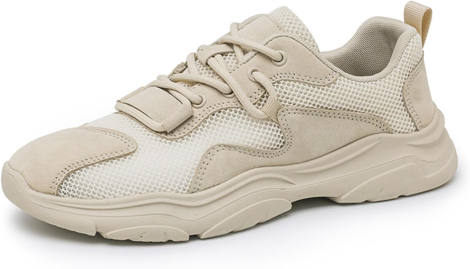 

Мужские повседневные обувь из дышащей сетки и замши для весны/осени - мягкая амортизирующая подошва, толстая подошва и петля для надевания (для ходьбы в любое время года) Kelibasi, бежевый