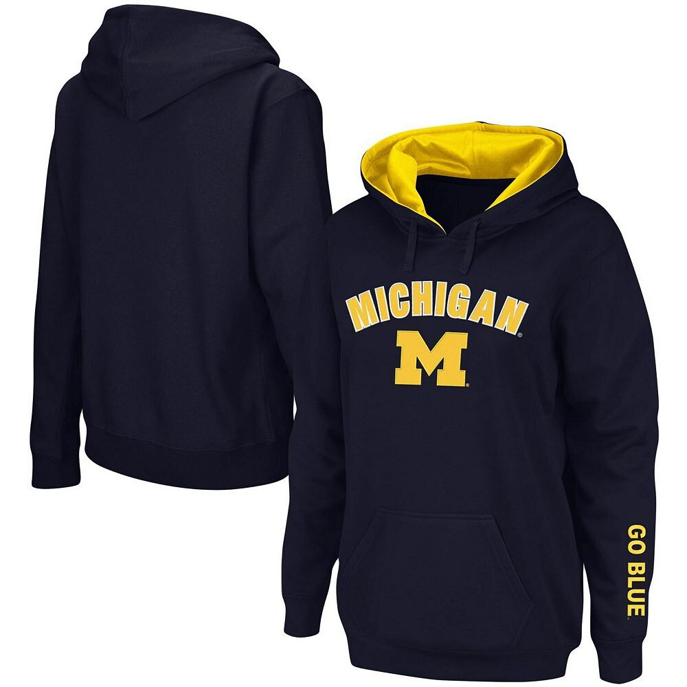 

Женский темно-синий пуловер с капюшоном Michigan Wolverines Arch & Logo 1 Colosseum, цвет Mic Navy