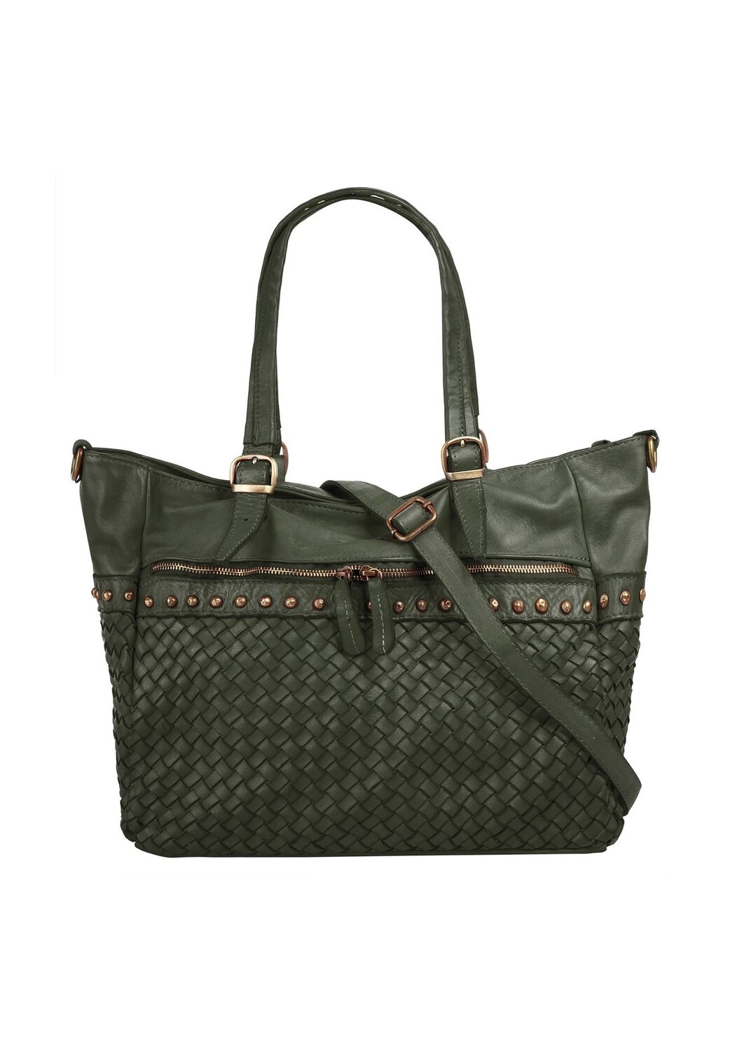 

Шопер, натуральная кожа, сделано в Италии Samantha Look, цвет Dunkelgrün