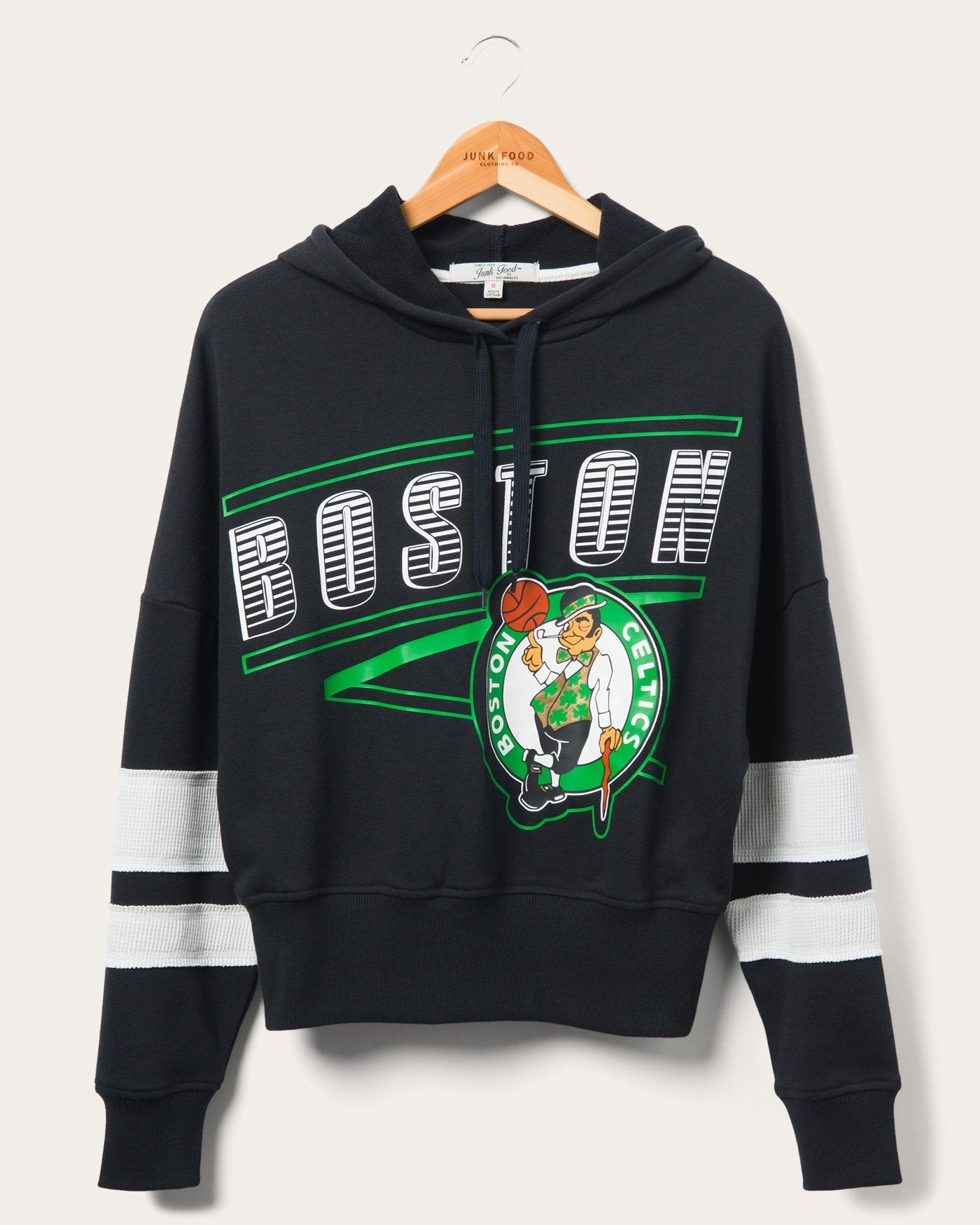 

Женская полосатая толстовка с капюшоном Celtics Overtime Junk Food Clothing, черный