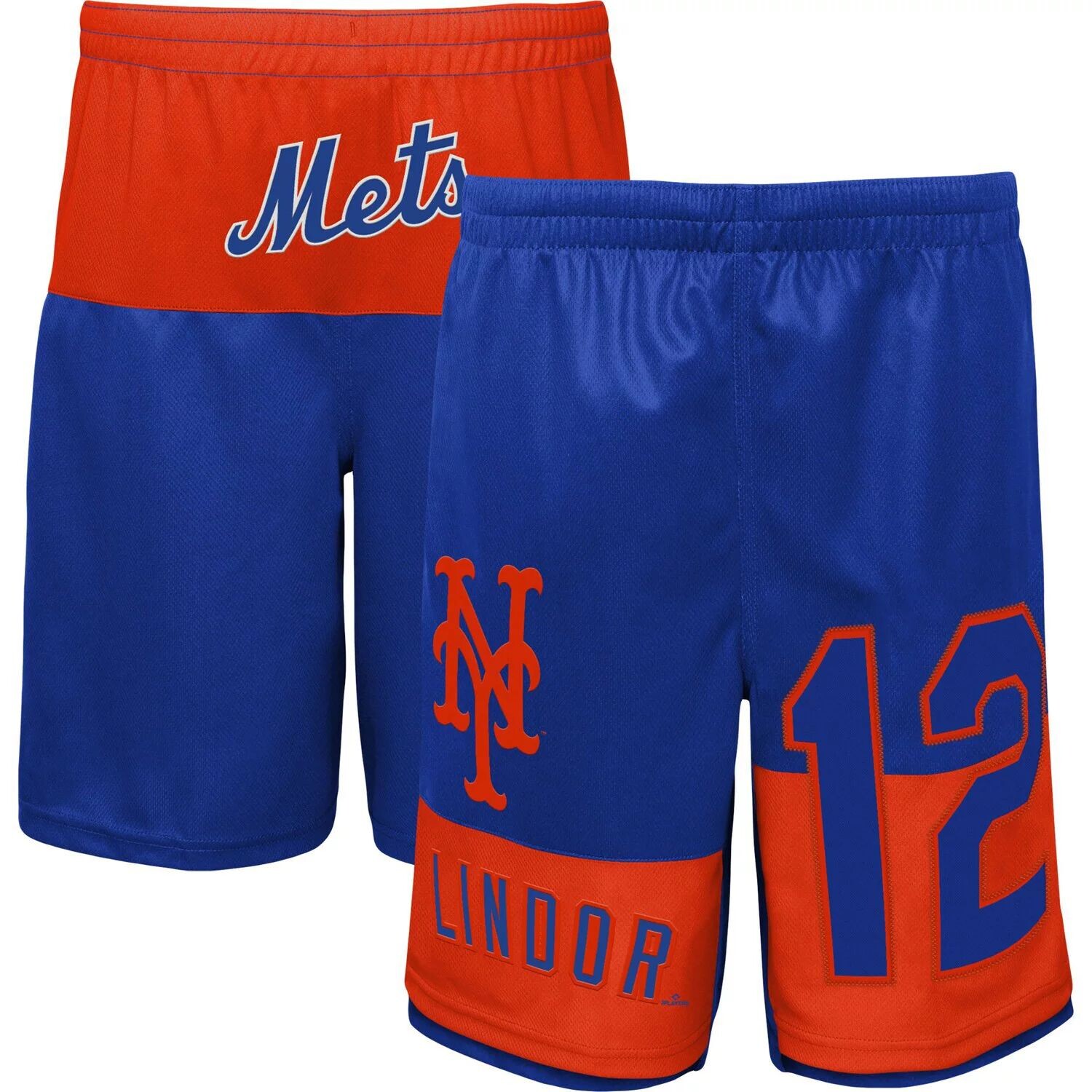 

Молодежные шорты Francisco Lindor Royal New York Mets Pandemonium с именем и номером Outerstuff