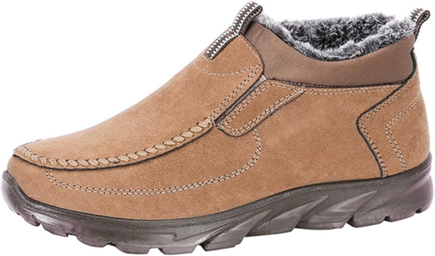 

Мужские зимние ботинки однотонные, с плоской подошвой, удобные, с круглым носком, на липучке, ботильоны до щиколотки, с меховой подкладкой, кроссовки для улицы и прогулок Shije, Brown