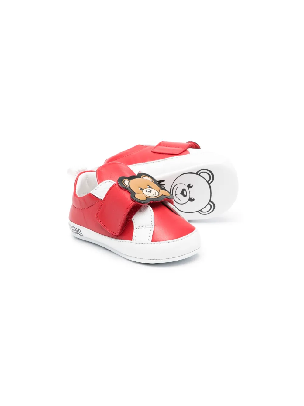 Пинетки с нашивкой Teddy Bear Moschino Kids, красный — фото 2