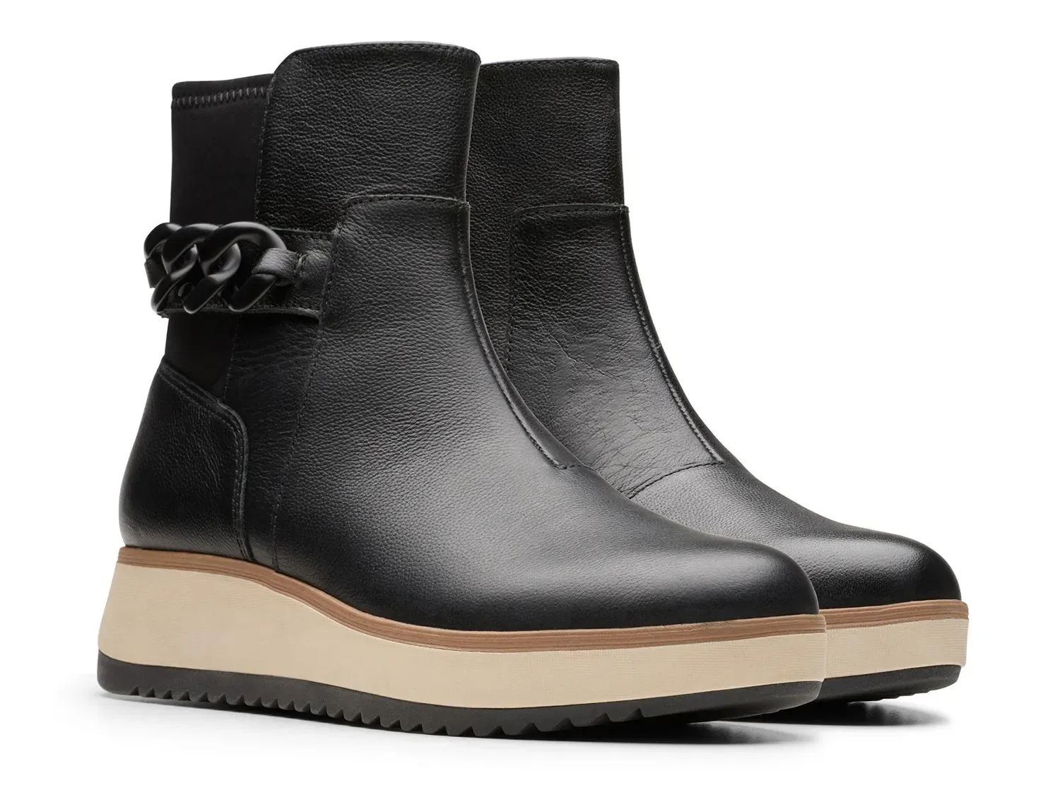 Ботильоны Clarks Zylah Rose на танкетке, черная кожа — фото 4