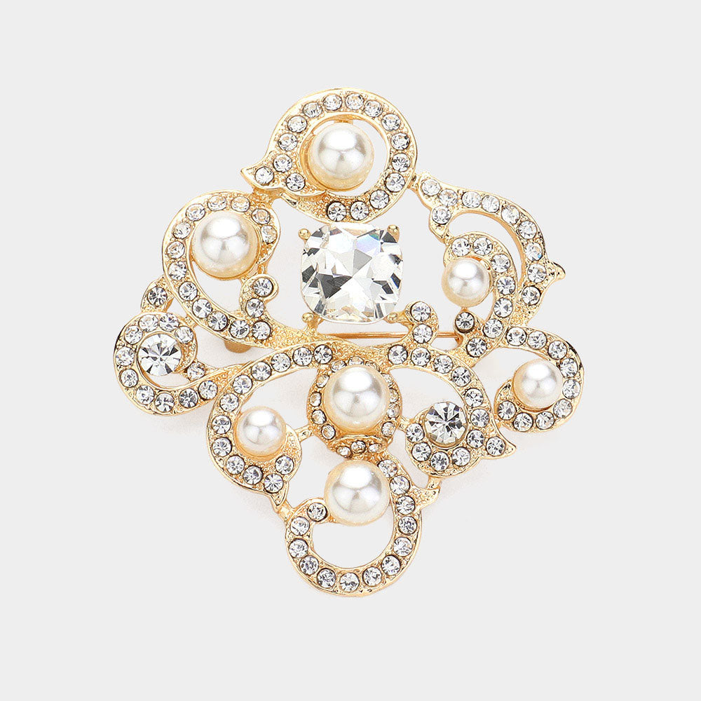 

Брошь-булавка с заостренным кончиком и жемчугом, украшенная стразами Fashnzfab, золотой