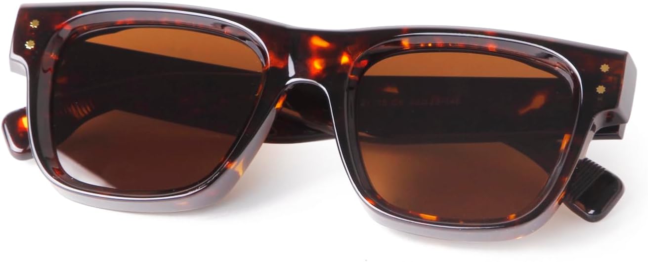 

Винтажные квадратные массивные солнцезащитные очки VIA LEECA для женщин и мужчин, ретро классические солнцезащитные очки в дизайнерском стиле, Tortoise Frame Brown Lens