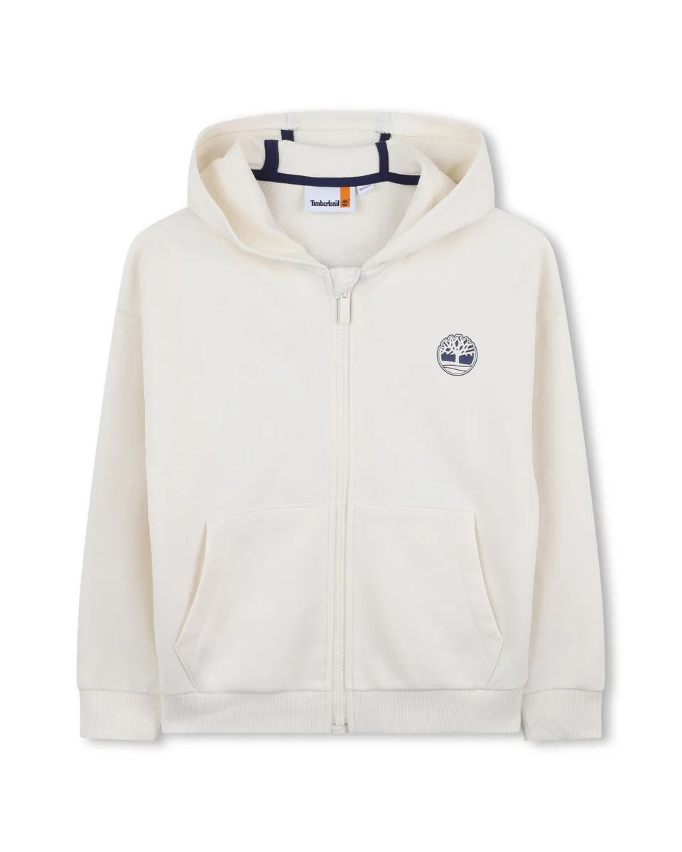 

Толстовка на молнии для мальчика с логотипом сзади Timberland, цвет Crema