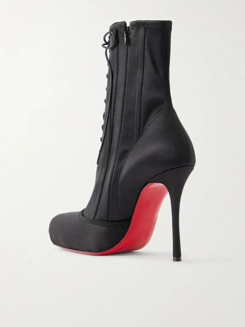 Павлова 100 атласные ботильоны на шнуровке Christian Louboutin, черный — фото 3