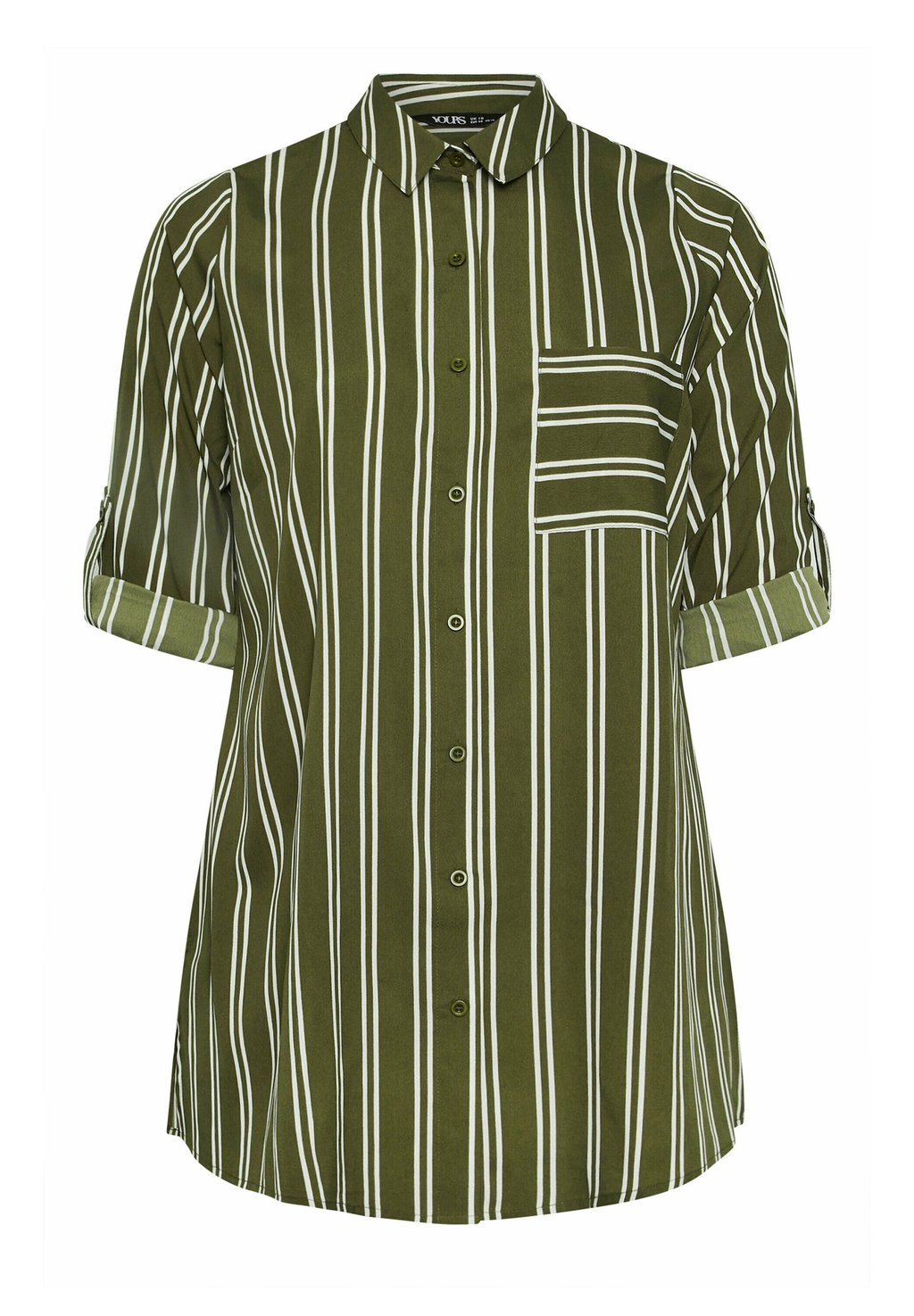 

Блузка на пуговицах STRIPE BOYFRIEND Yours Clothing, хаки