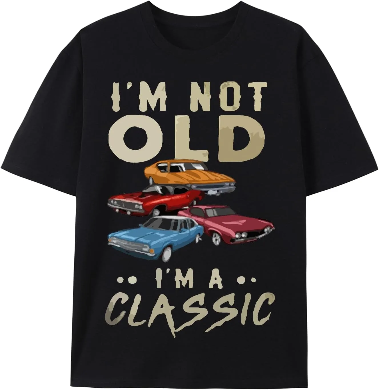

Футболка мужская Classic Car Pattern и I'm NOT Old I'm A Classic Print, Crew Neck, короткий рукав NEKO MENA