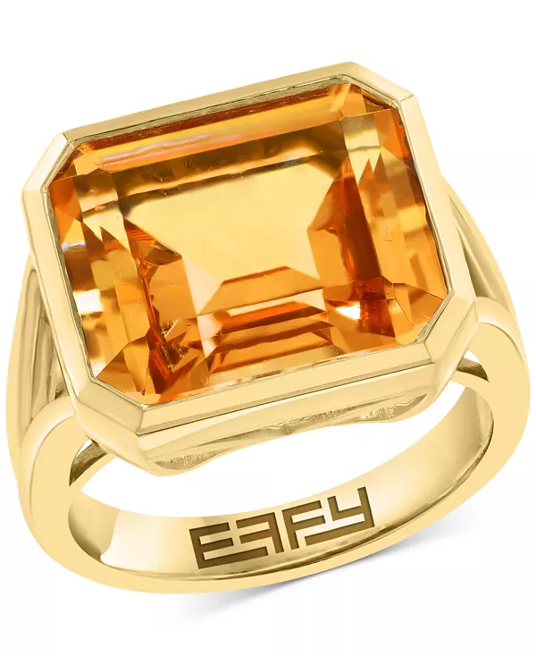 

Кольцо с цитрином Effy (11 карат) из 14-каратного золота на серебре (доступно в варианте с голубым топазом) Effy Collection, citrine