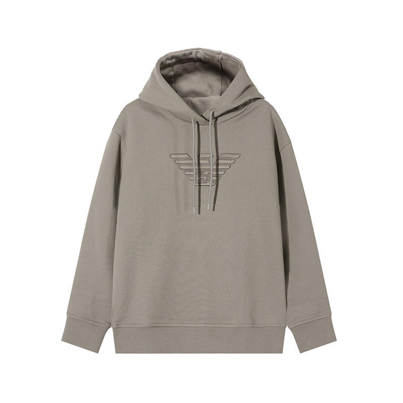 

Худи с вышитым логотипом и шнурком EMPORIO ARMANI, Light Coffee, Коричневый, Худи с вышитым логотипом и шнурком EMPORIO ARMANI, Light Coffee