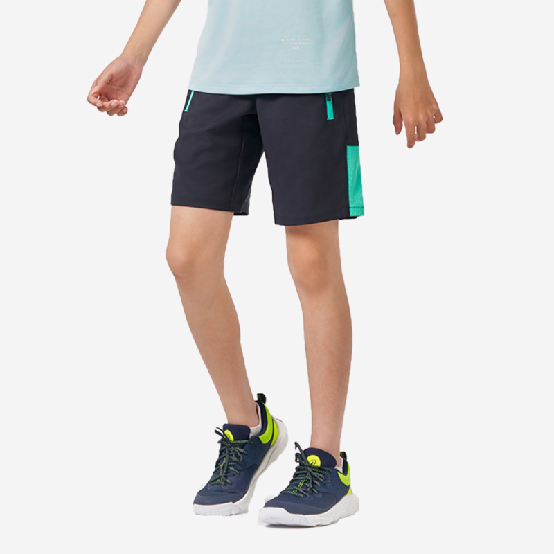 

Детские дышащие шорты для тренировок Decathlon - серый/зелёный