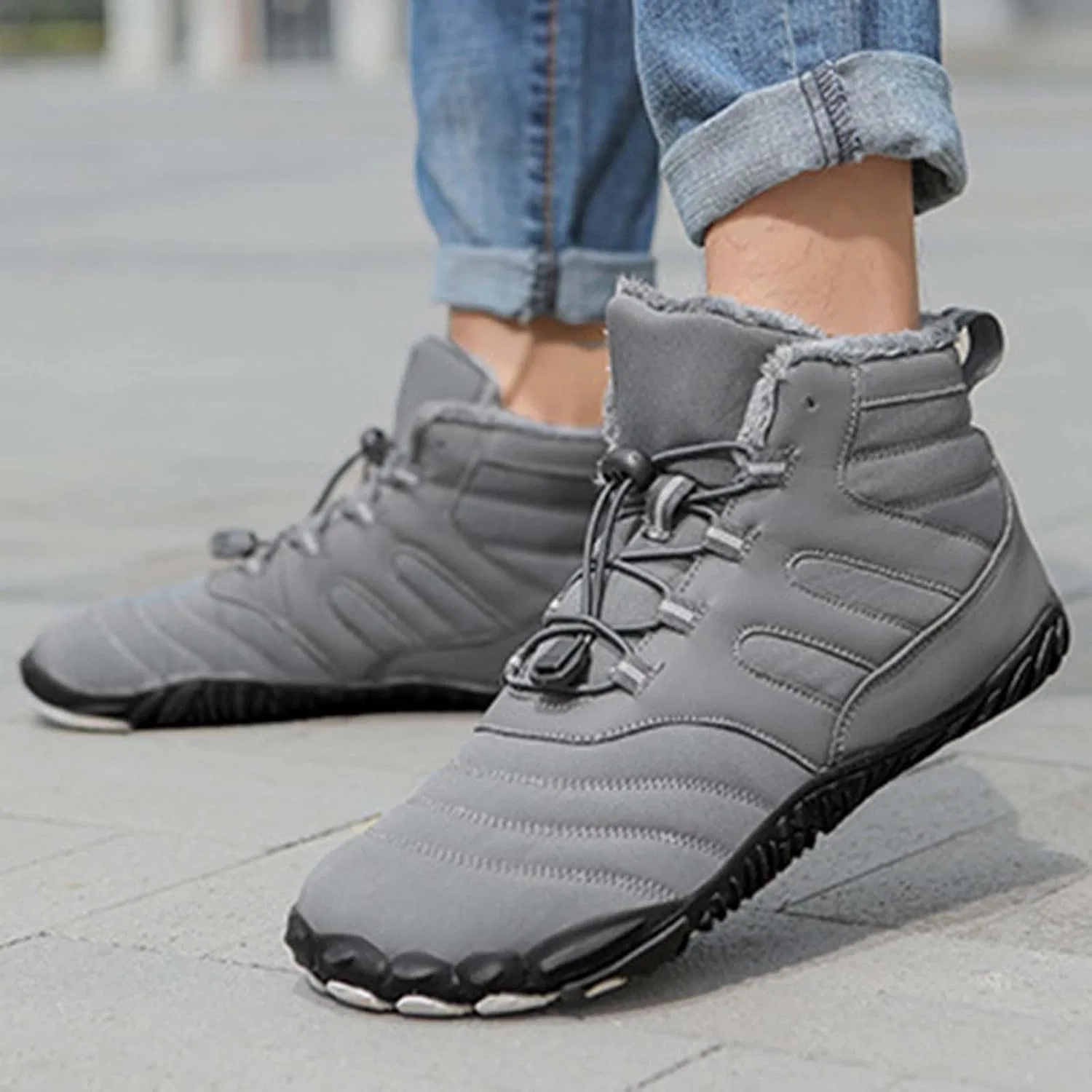 Ботинки Herren Winterschuhe, Herbst und Winter Baumwollschuhe mit Dicker Sohle für Männer und Frauen Bequeme, warme Schneestiefel Gepolsterte, verdickte, lässige Baumwollschuhe Generic, Grey — фото 3
