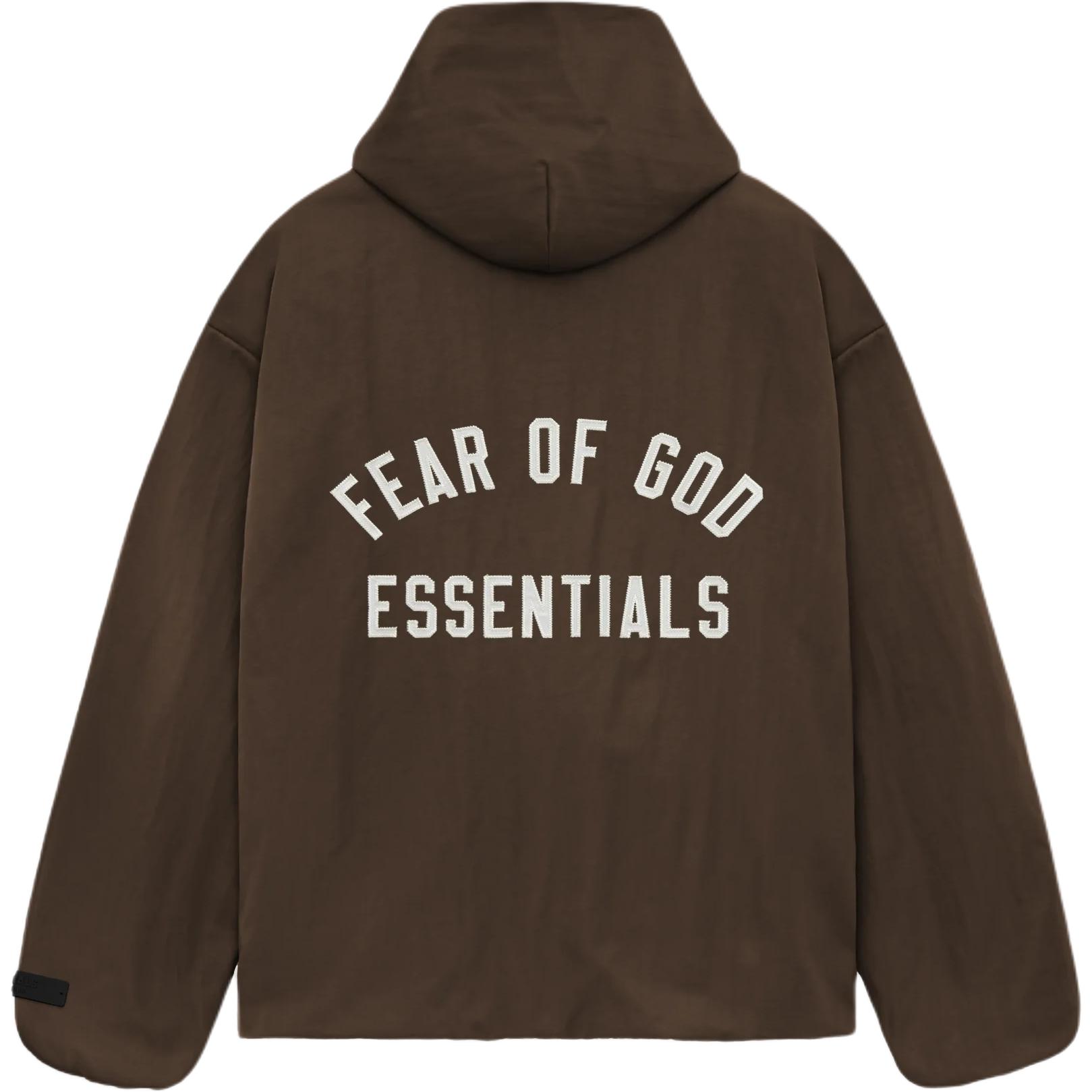 Fear Of God Essentials Текстурированная нейлоновая куртка с капюшоном, Ebony Brown/BROWN — фото 3
