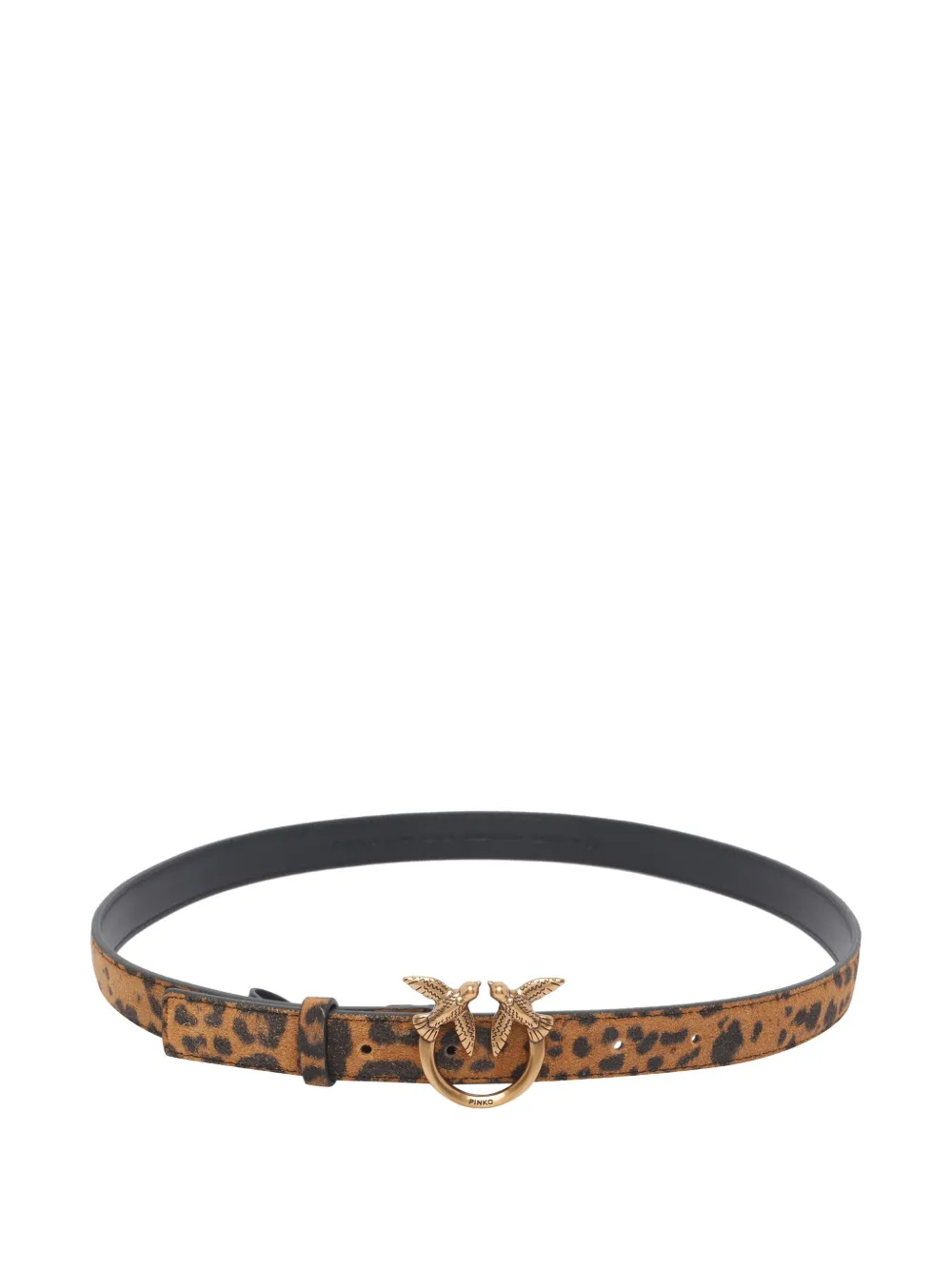 

Ремень с леопардовым принтом и пряжкой "Влюбленные птицы" Pinko, коричневый
