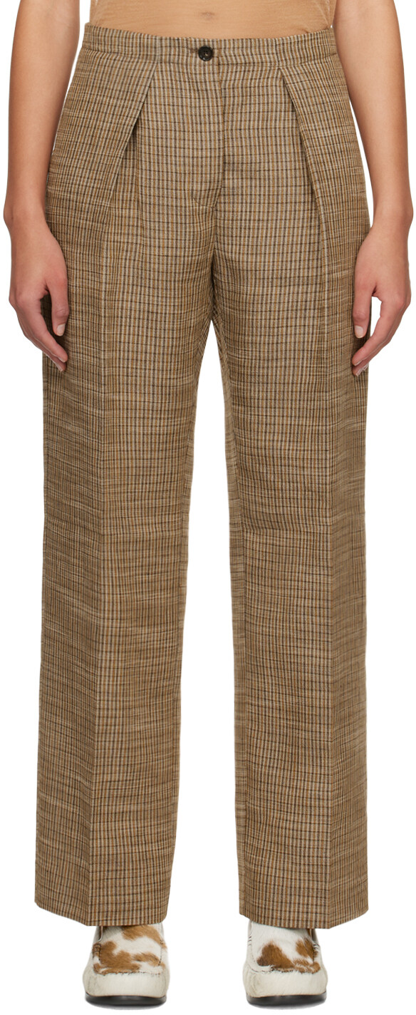 

Коричневые брюки в клетку Acne Studios