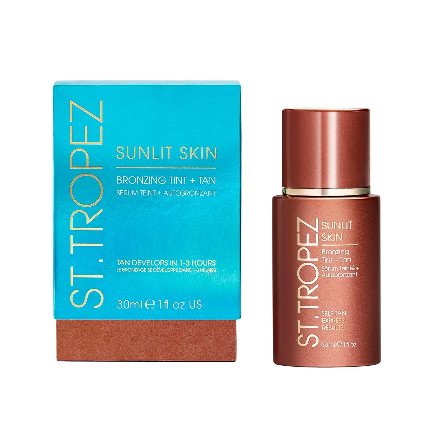 St.Tropez Sunlit Skin Бронзирующий тинт и жидкий бронзер для лица и кожи, создающий эффект загара благодаря гиалуроновой кислоте, 1 жидкая унция 29,6 мл (1 шт.) — фото 2