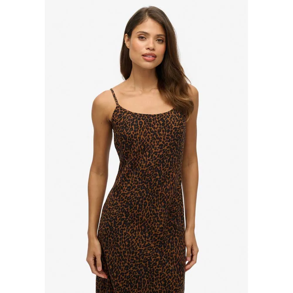 Платье Superdry Bias Cut Maxi Slip long, коричневый — фото 4