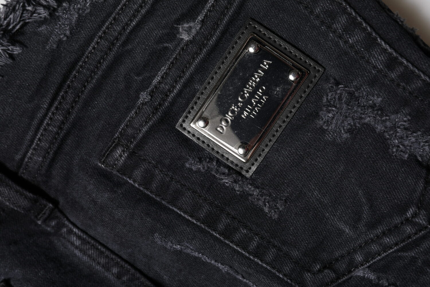 Черные хлопковые рваные джинсы скинни Dolce & Gabbana, черный — фото 4