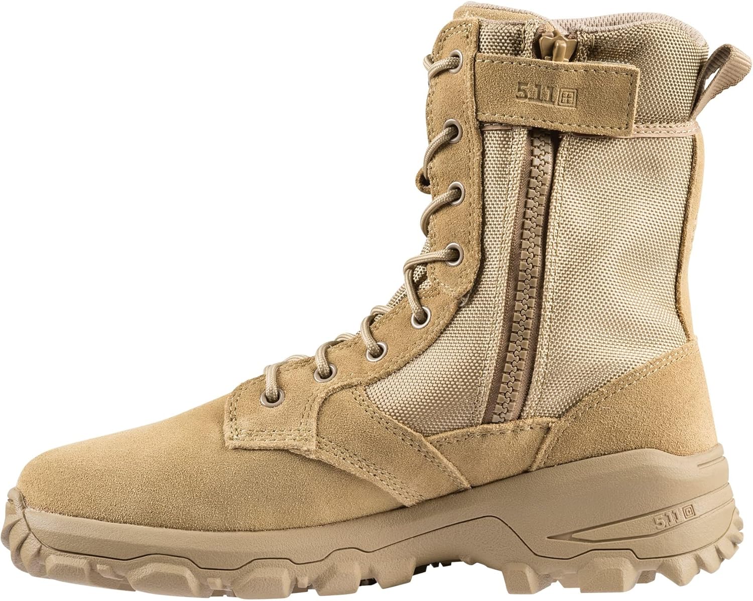 Мужские кожаные тактические ботинки 5.11 Tactical Speed 3.0 с боковой молнией для боевых и военных действий в пустыне, модель 12336/12337, Coyote — фото 3