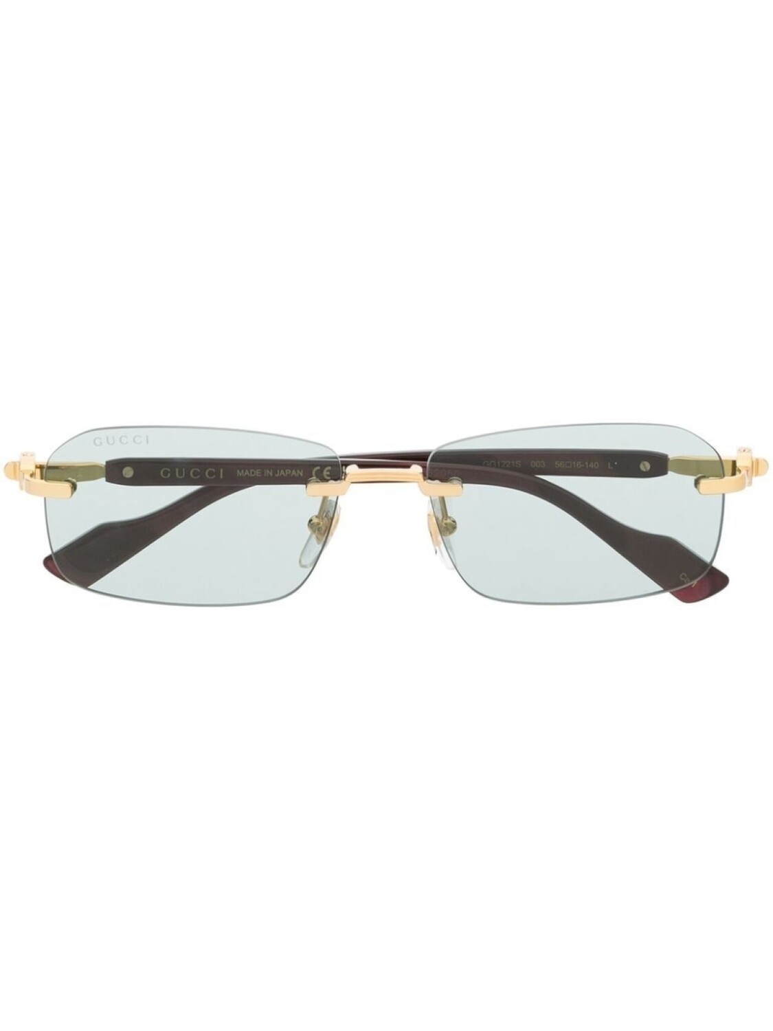 

Gucci Eyewear солнцезащитные очки в безободковой квадратной оправе, золотистый