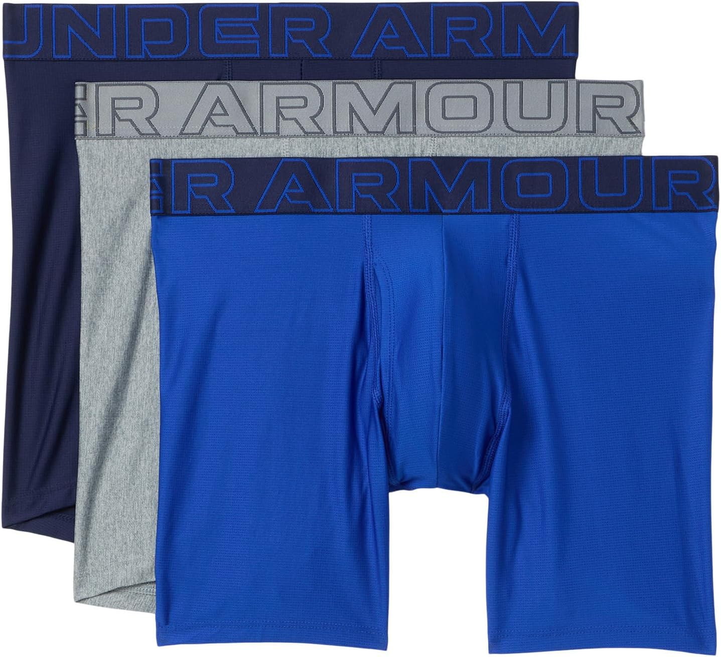 

Боксеры Under Armour 3-Pack Performance Tech Mesh Solid 6" Boxer Briefs, цвет Midnight Navy