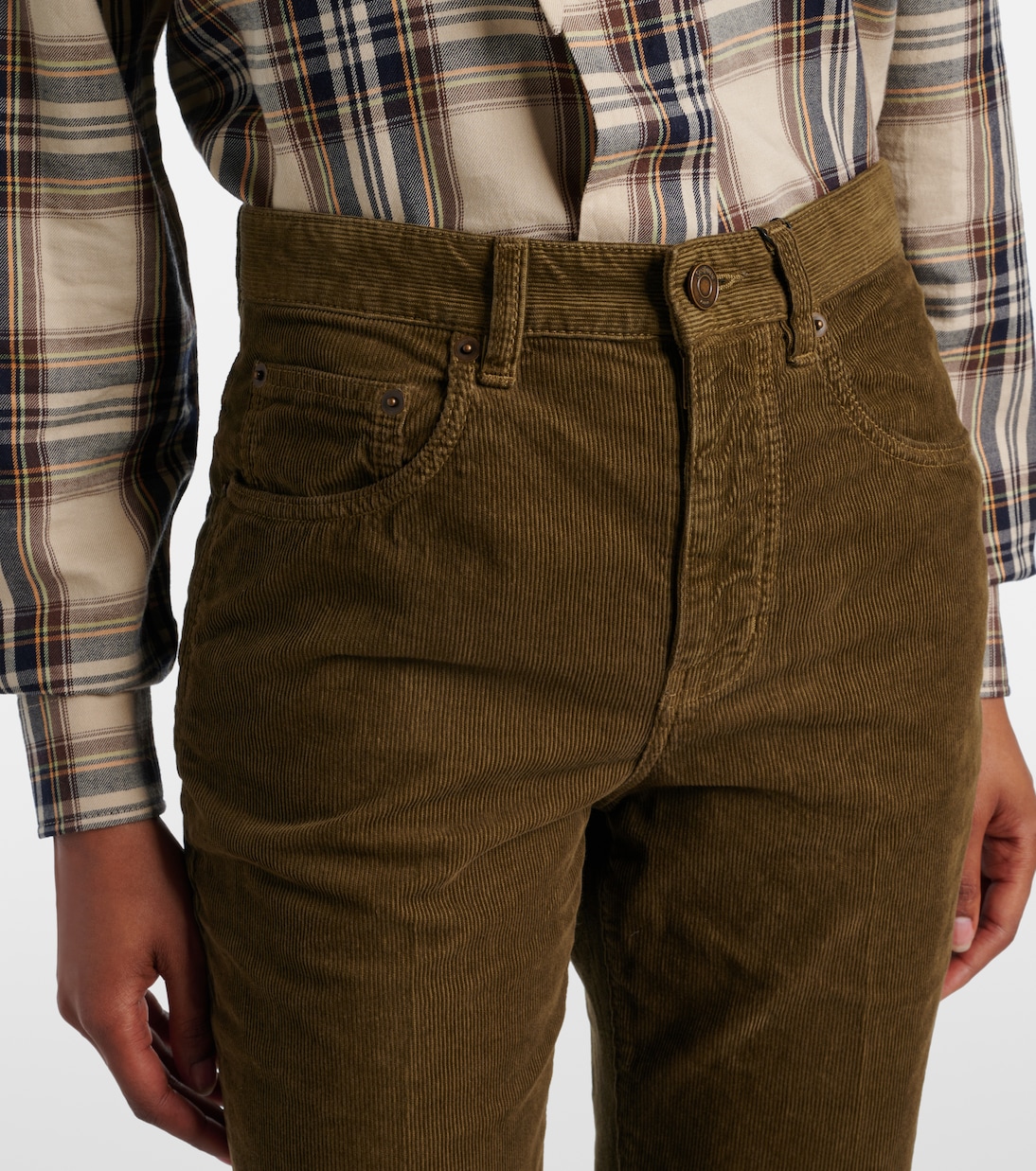 Прямые брюки из хлопкового вельвета Clyde Saint Laurent, Hunting Kaki — фото 4