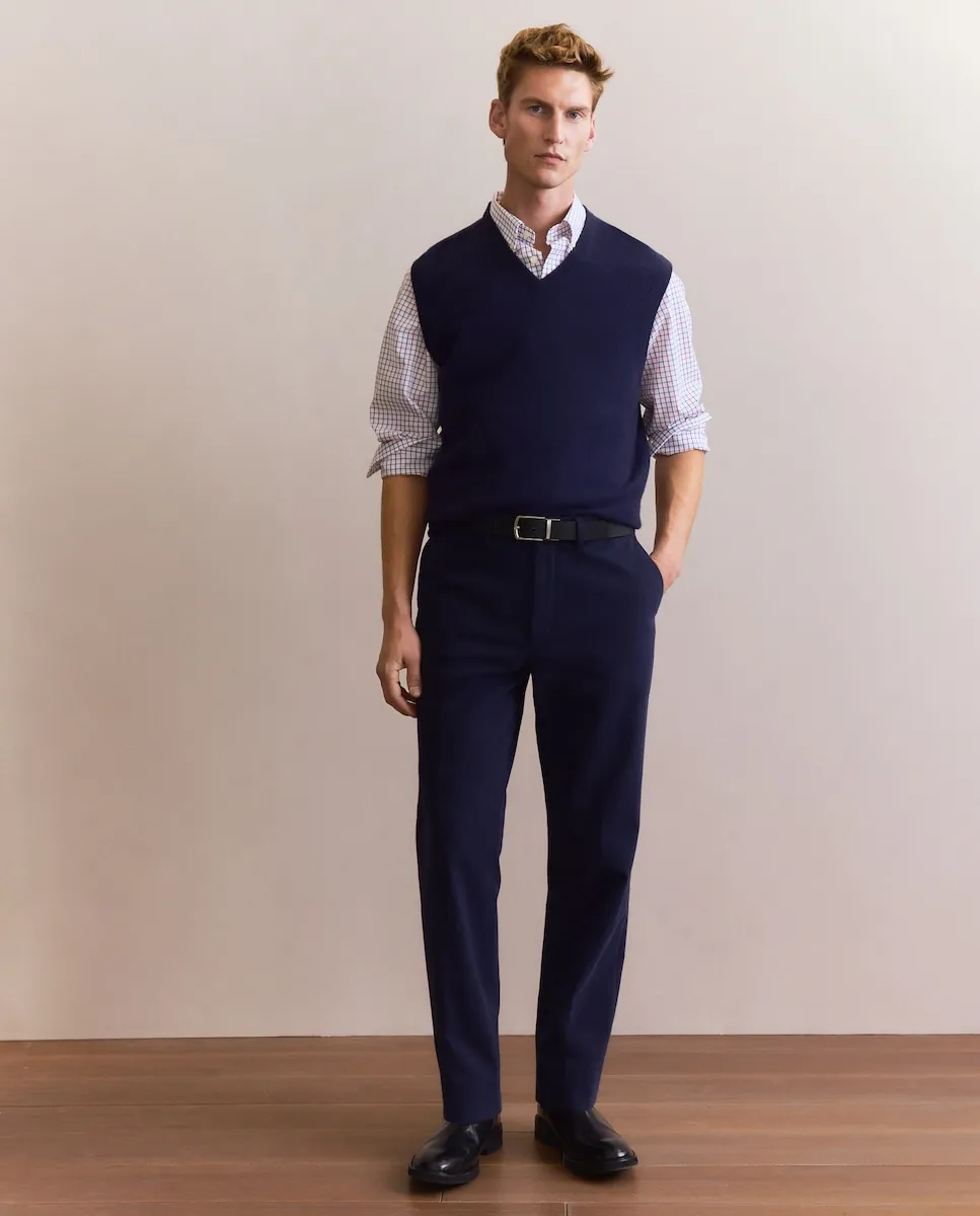 

Мужской закрытый жилет из гладкого кашемира Emidio Tucci, темно-синий