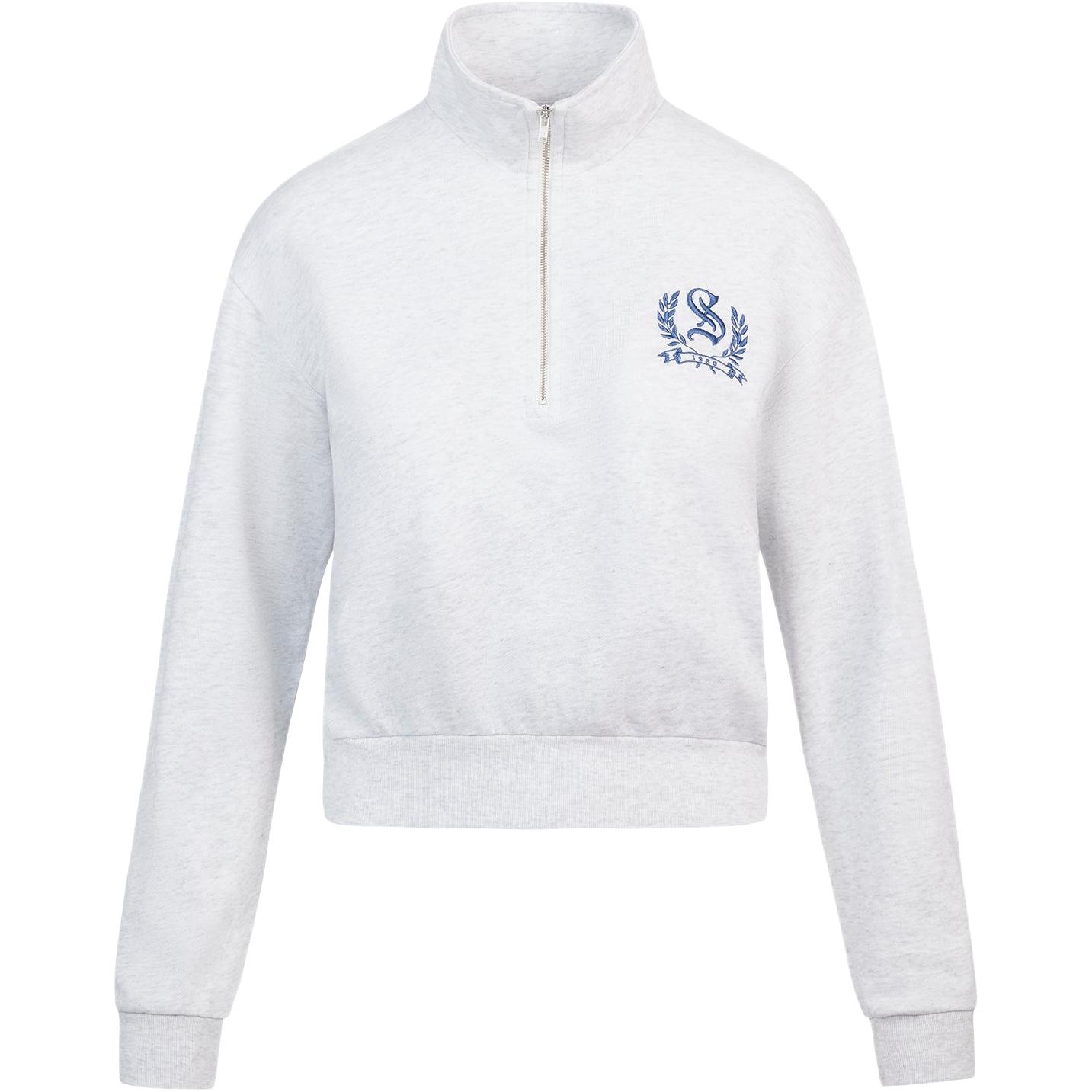 

SS25 легкая флисовая укороченная толстовка с четвертью молнии женская Skims, светло-heather grey/светло-heather серый