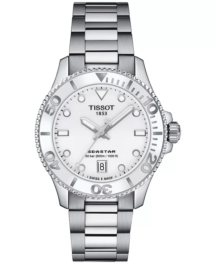 

Унисекс-часы Seastar на стальном браслете серебристого цвета, 36 мм Tissot