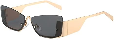 

Винтажные солнцезащитные очки в полуободковой оправе, маленькие, для женщин, в стиле хип-хоп, мужские солнцезащитные очки для вождения, защита от УФ-излучения UV400 MTZJH, Gold Gray