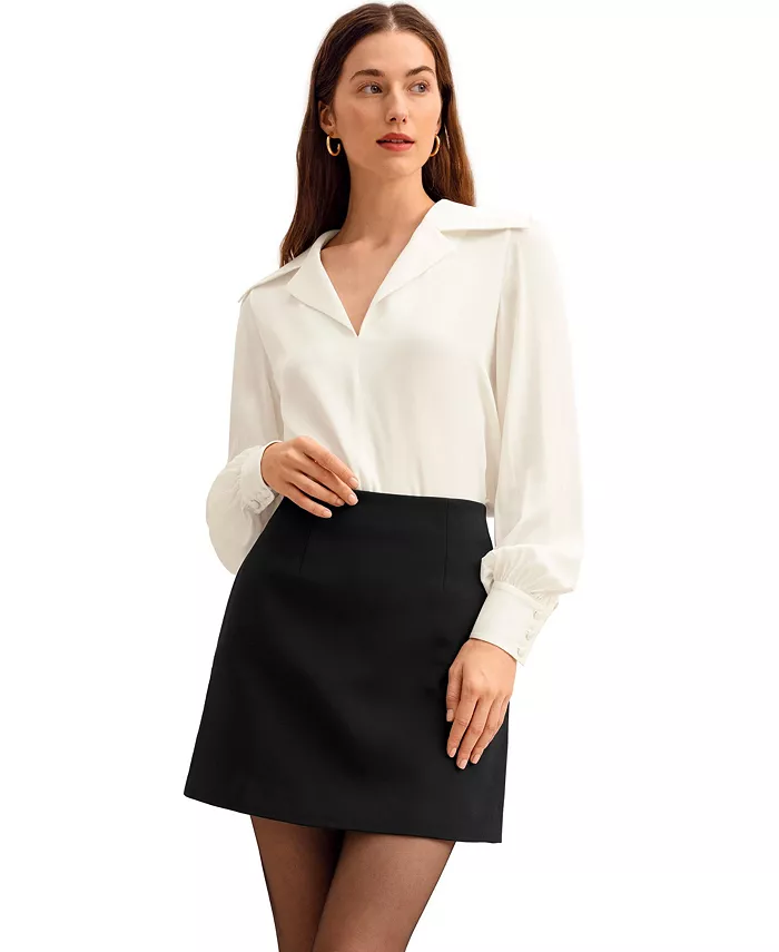 

Женская шелковая блузка Cervina с V-образным вырезом LILYSILK, белый