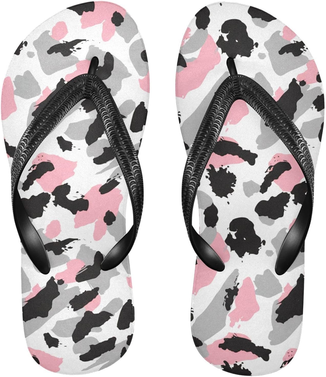 

Женские и мужские пляжные летние повседневные шлепанцы Black Pink Gray Spot для душа 20861804 Kfbe