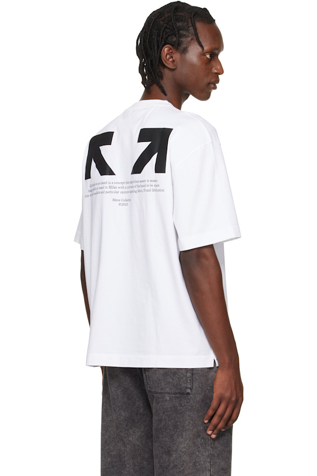 Off-White Белая футболка с логотипом скейтборда в виде половины стрелы — фото 3