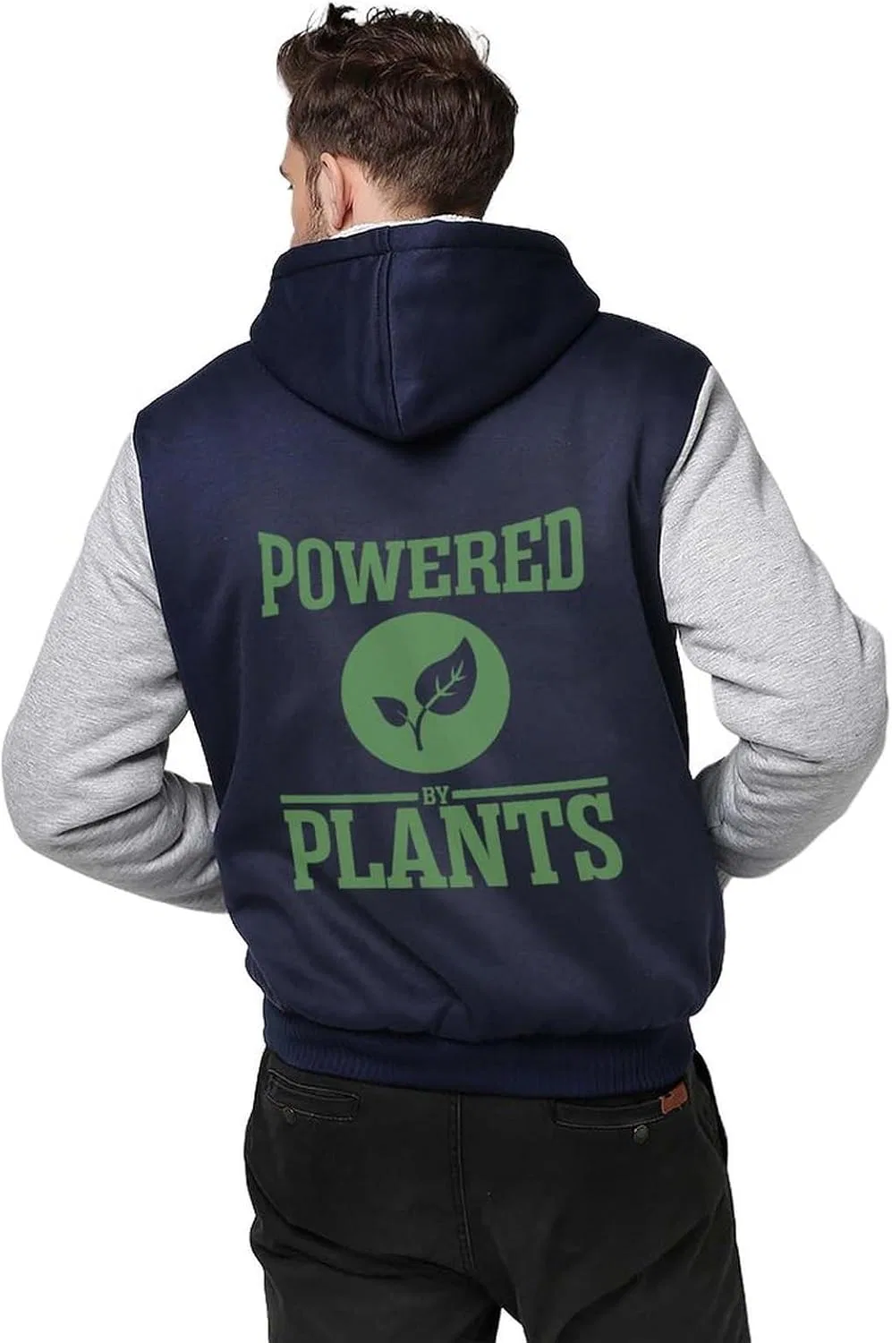 Толстовки Powered by Plants для мужчин, толстые толстовки на молнии, флисовые толстовки, зимние теплые куртки — фото 2