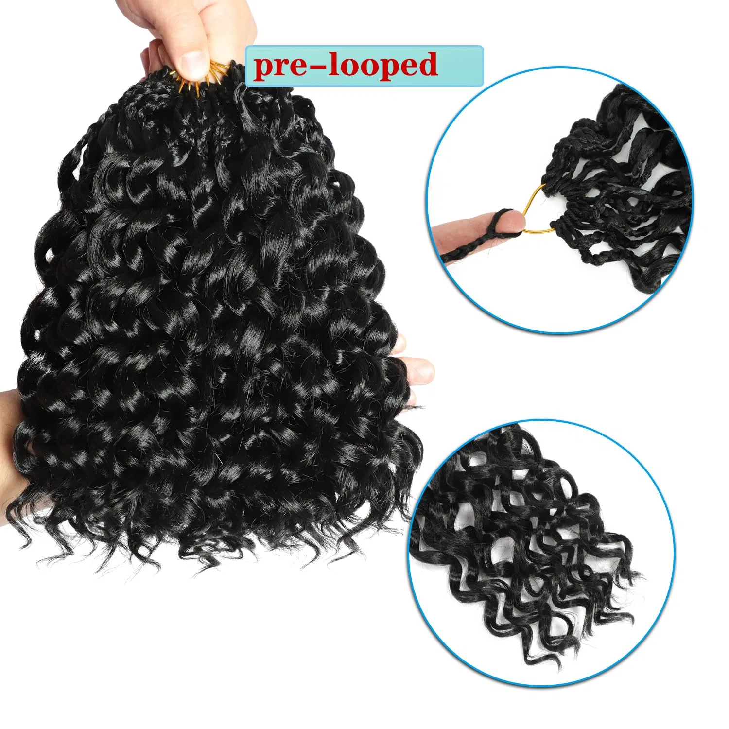 Кудрявые волосы для наращивания GOGO Curly Crochet Hair, 10 дюймов, 9 упаковок Bluonasi, 1B# — фото 3
