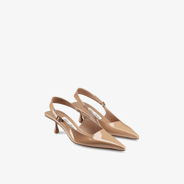 Кожаные туфли на каблуке Amel 50 с пяткой Jimmy Choo, цвет biscuit — фото 3